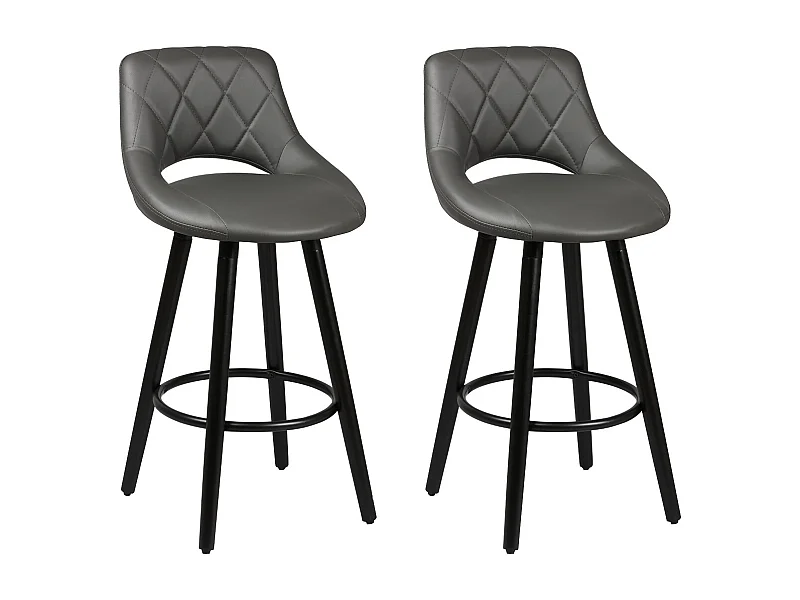 NIELS - Lot de 2 Tabourets Gris
