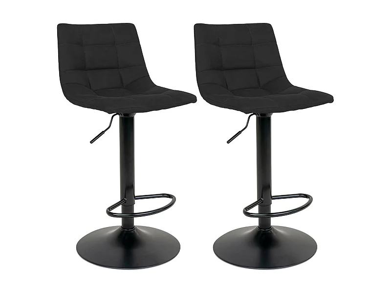 MAGNUS - Lot de 2 Tabourets Acier et Tissu Noir