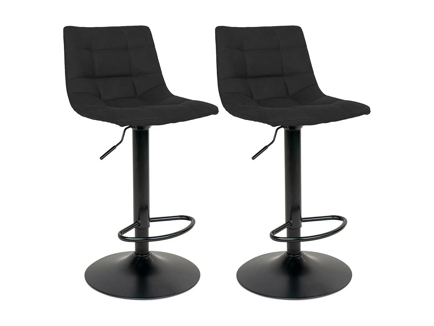 MAGNUS - Lot de 2 Tabourets Acier et Tissu Noir