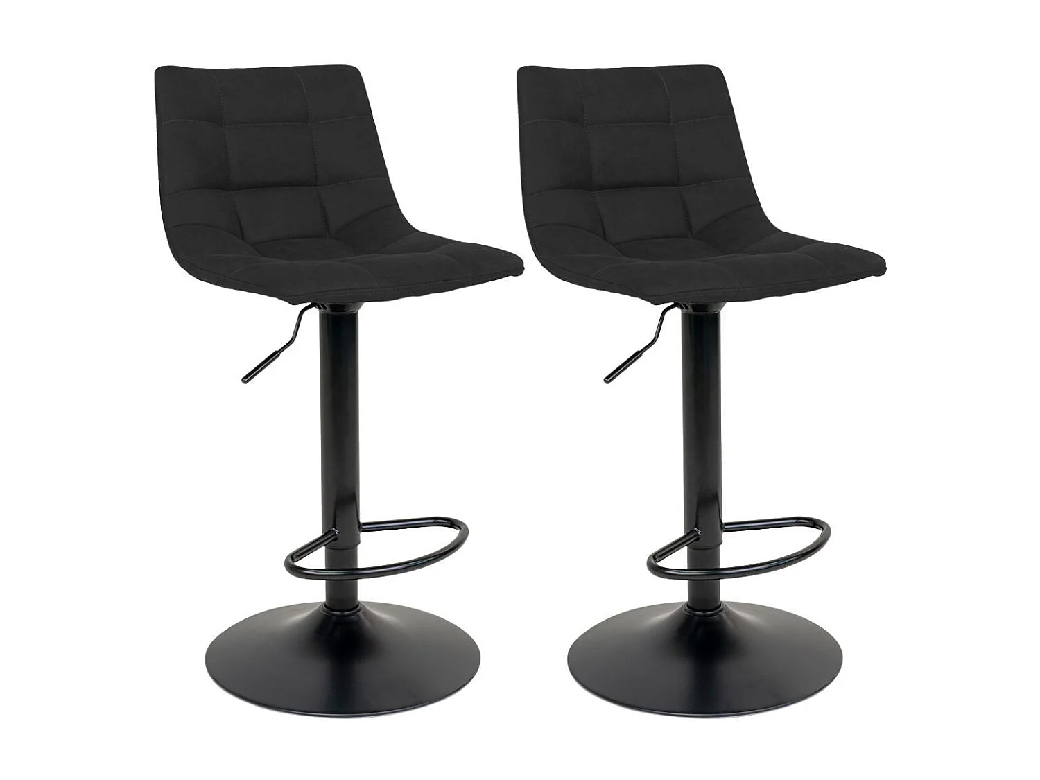 MAGNUS - Lot de 2 Tabourets Acier et Tissu Noir