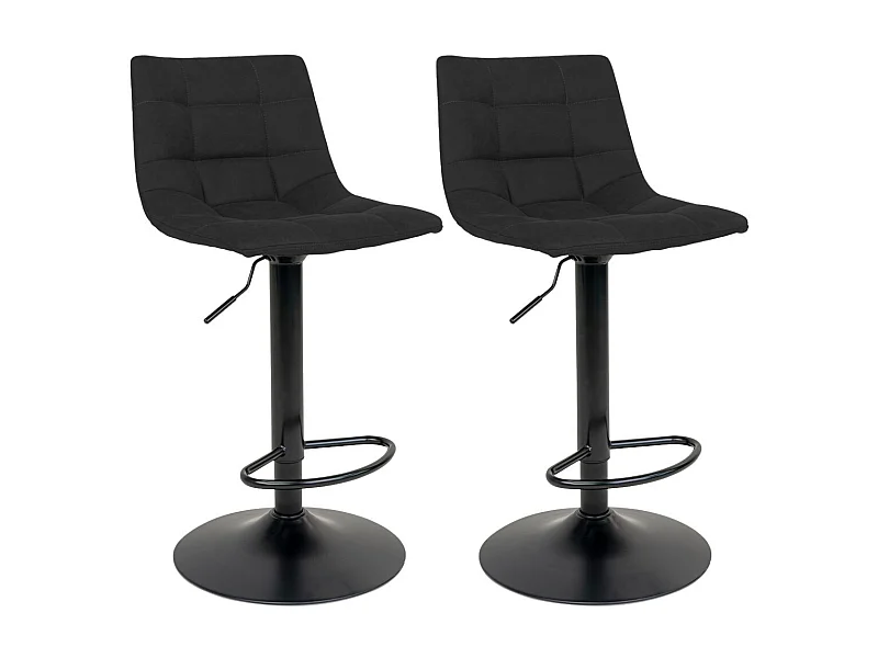 MAGNUS - Lot de 2 Tabourets Acier et Tissu Noir