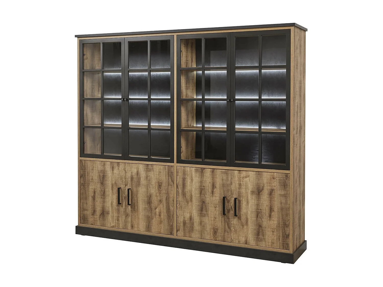 JENNA - Ensemble Table Basse + Meuble TV + Bibliothèque 8 Portes