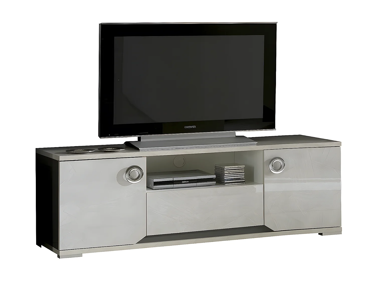 BRISE - Ensemble Salon Moderne effet Béton Laqué Gris