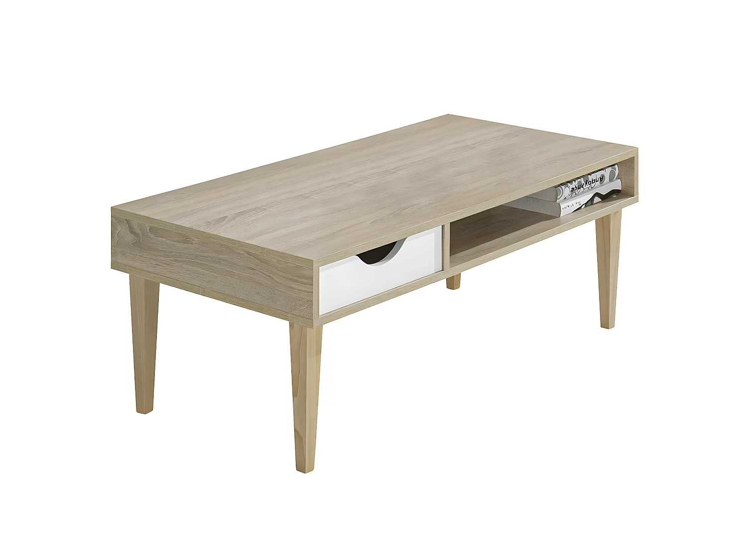 Aneby - Ensemble Table Basse et Meuble TV Effet Bois