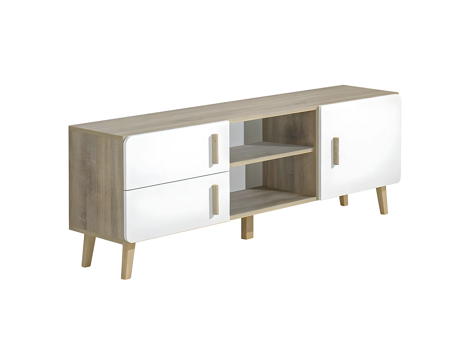 Aneby - Ensemble Table Basse et Meuble TV Effet Bois