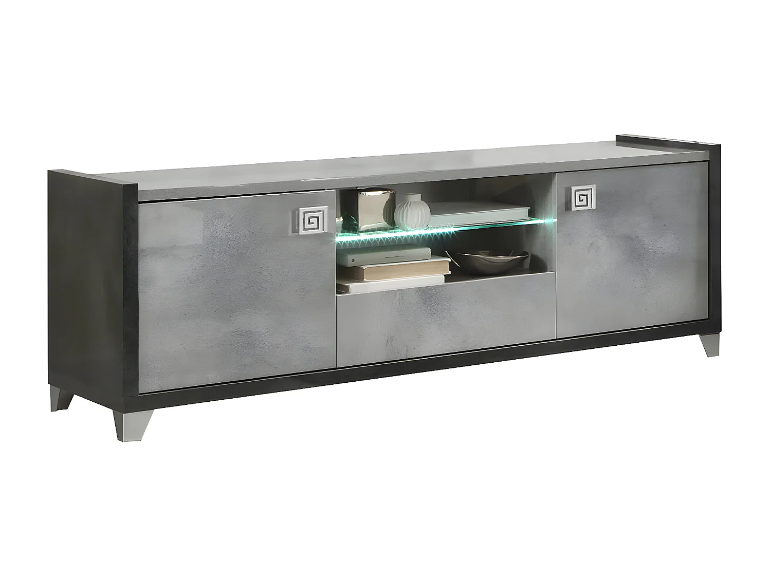 HOFFMAN - Ensemble Meuble TV 160cm + Table Basse à 4 Pieds