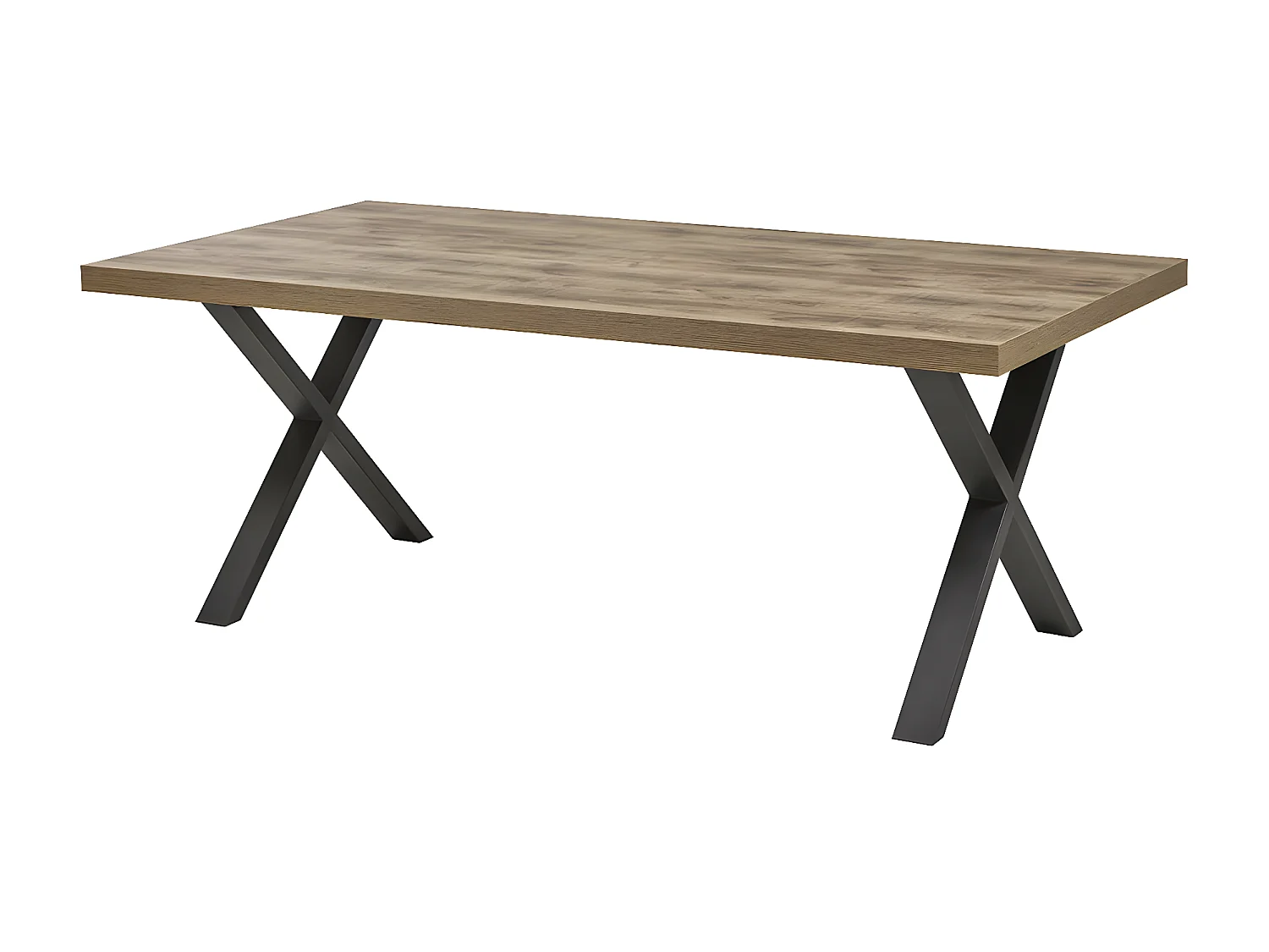 JENNA - Ensemble Séjour Aspect Bois et Métal avec Table 170cm