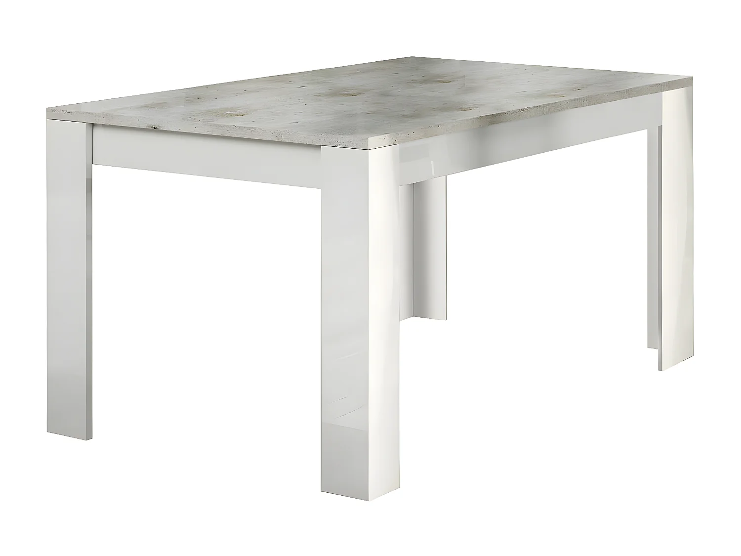 LYNDA - Ensemble Séjour Laqué Blanc et Gris Béton