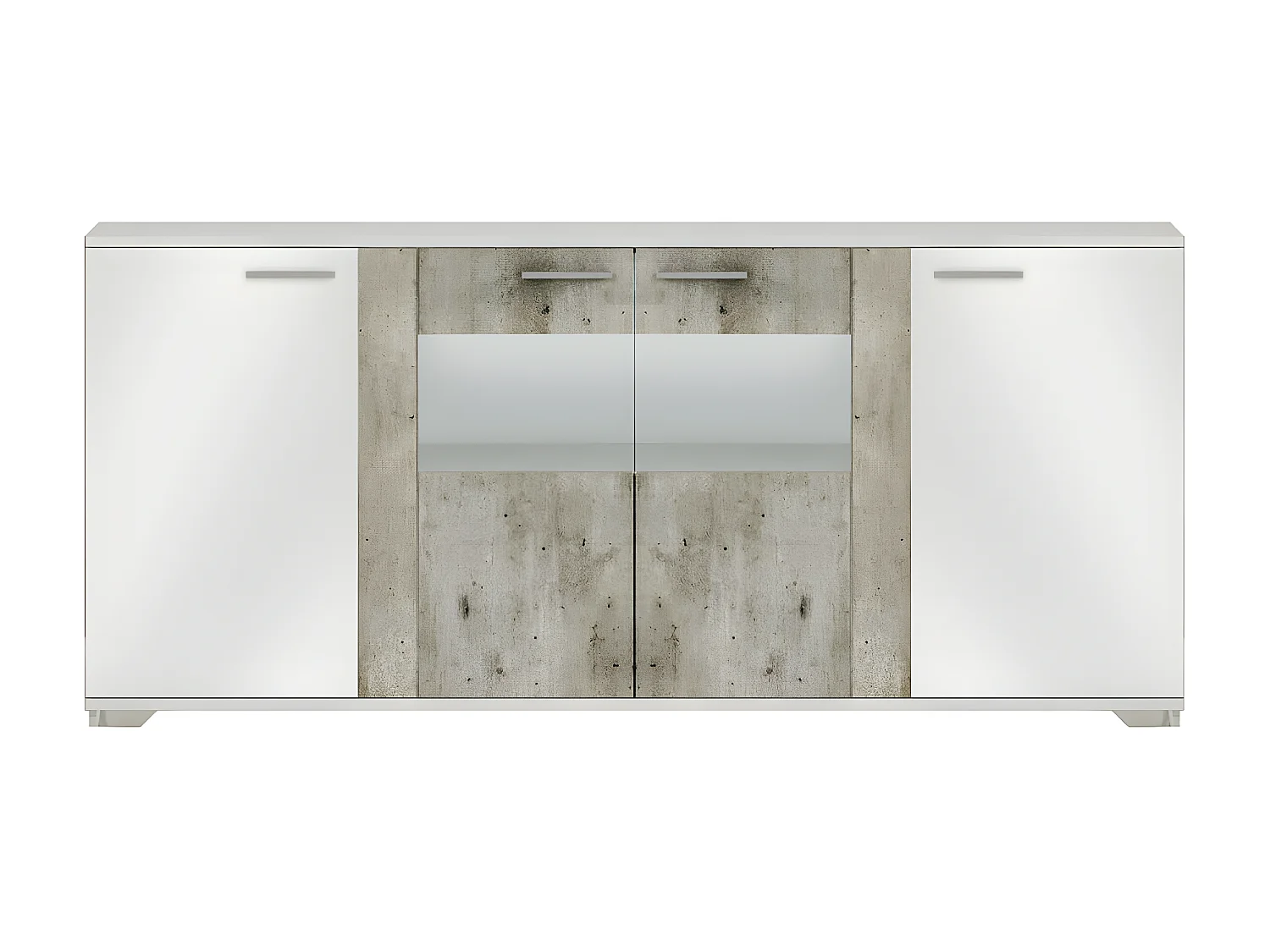 LYNDA - Ensemble Séjour Laqué Blanc et Gris Béton