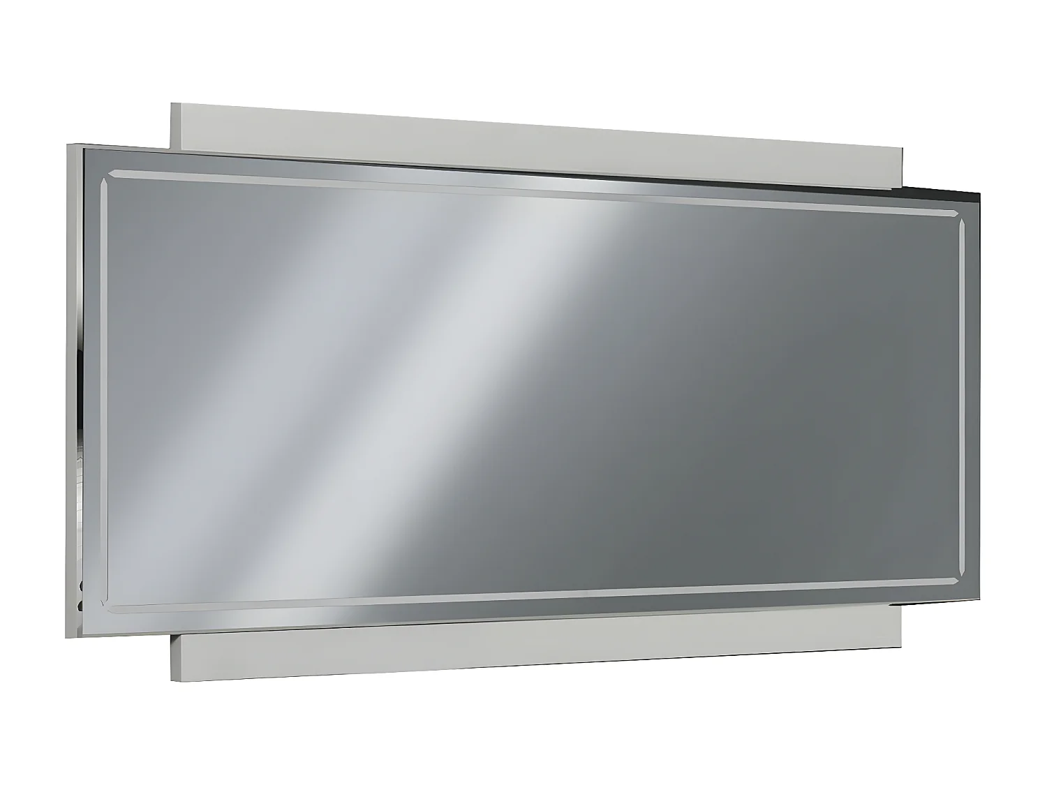 LYNDA - Ensemble Séjour Laqué Blanc et Gris Béton