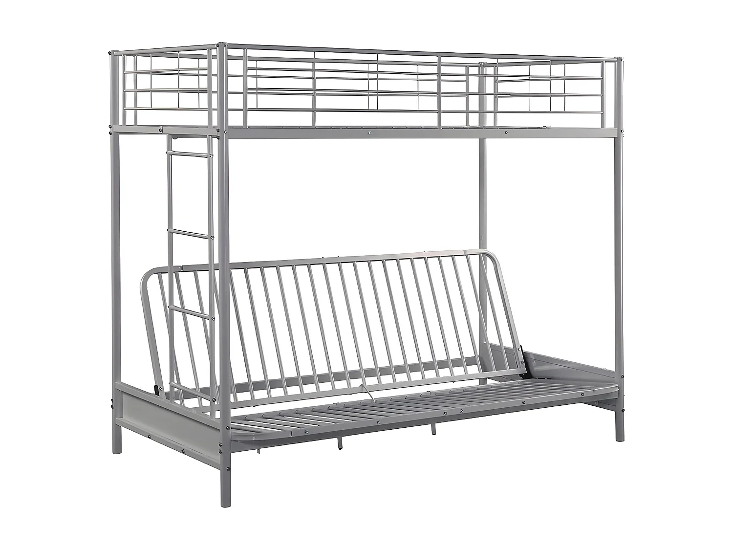 Hochbett mit Schlafsofa - 90 x 190 cm - Metall - Silberfarben - MODULO IV