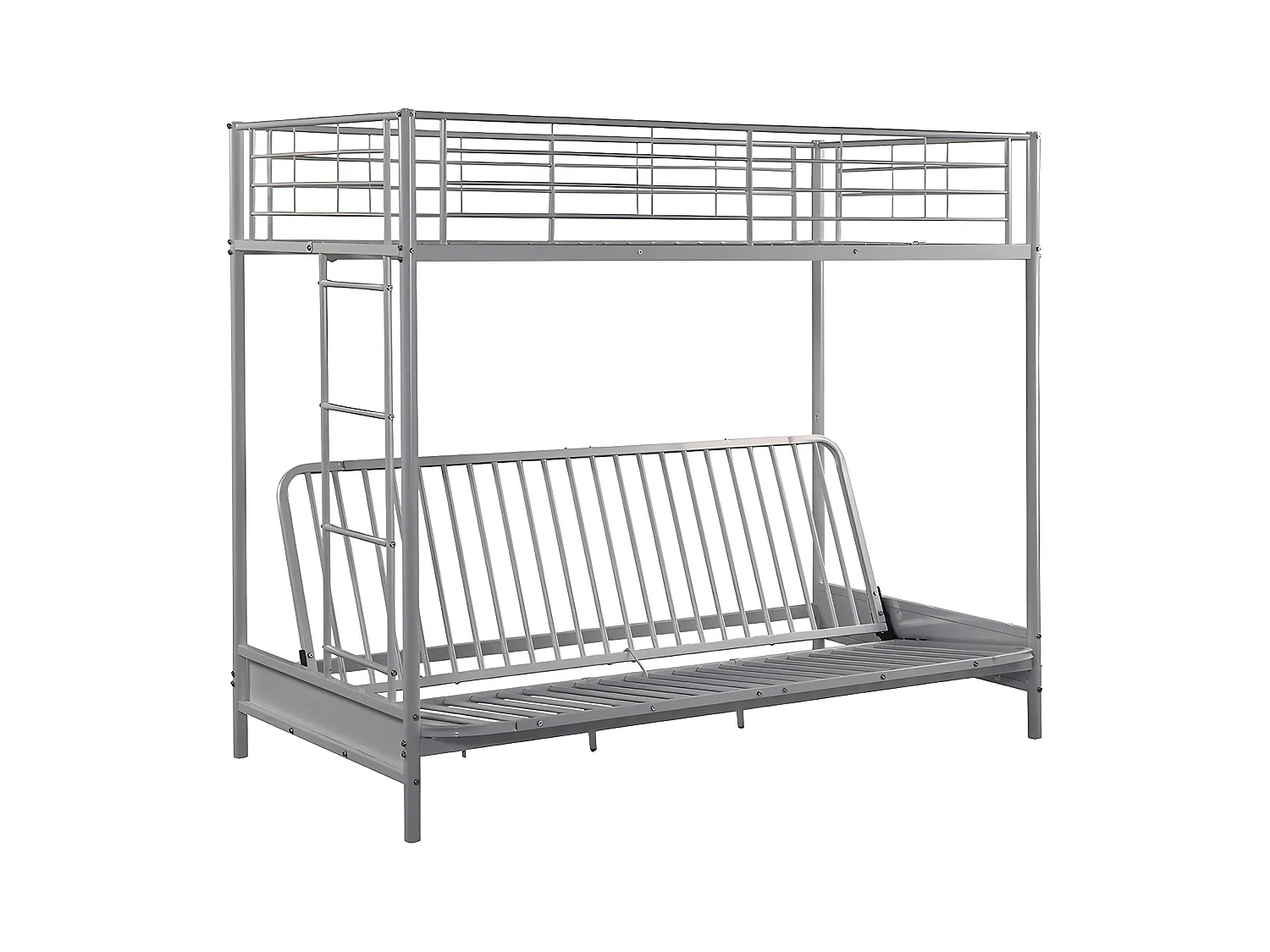 Cama alta MODULO IV - 90x190  cm - Convertible en cama - Metal - Plateado