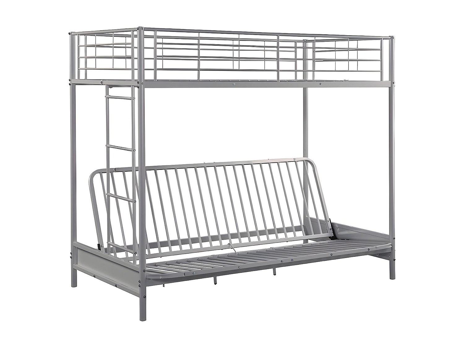 Hochbett mit Schlafsofa - 90 x 190 cm - Metall - Silberfarben - MODULO IV günstig online kaufen