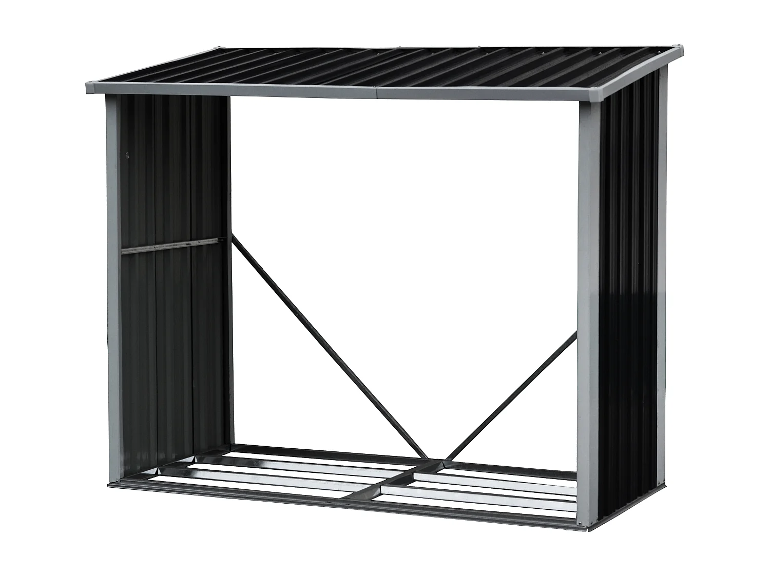 Abri bûches métal en acier galvanisé 2,23 m3 L182 x P83 x H148cm - DERWOOD