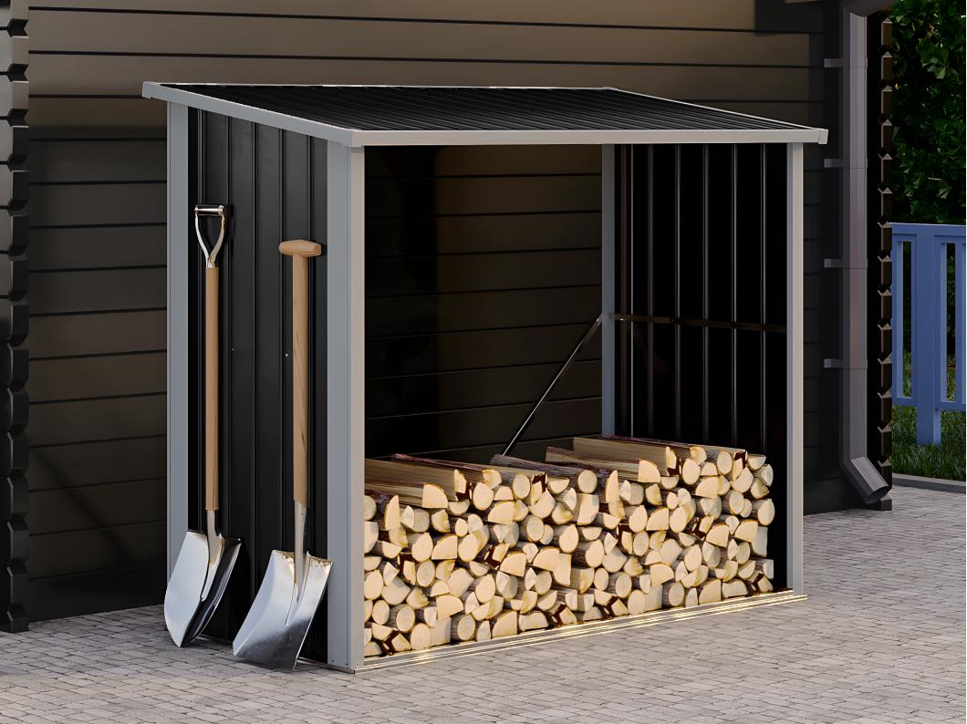 Caseta para leña de acero galvanizado 2,23 m3 Ancho 182 x Prof. 83 x Alt. 148 cm - DERWOOD