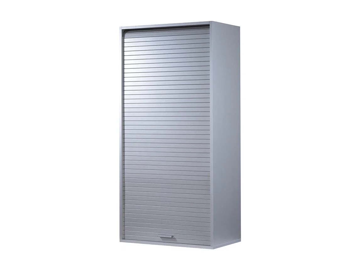 Meuble Haut de Cuisine Imitation Alu 1 Rideau 3 Etagères L 60 H 123.6 P 35 cm
