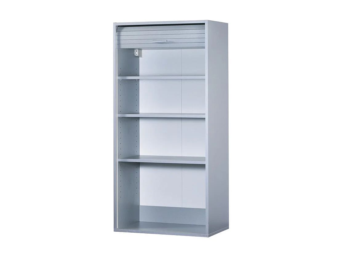 Meuble Haut de Cuisine Imitation Alu 1 Rideau 3 Etagères L 60 H 123.6 P 35 cm