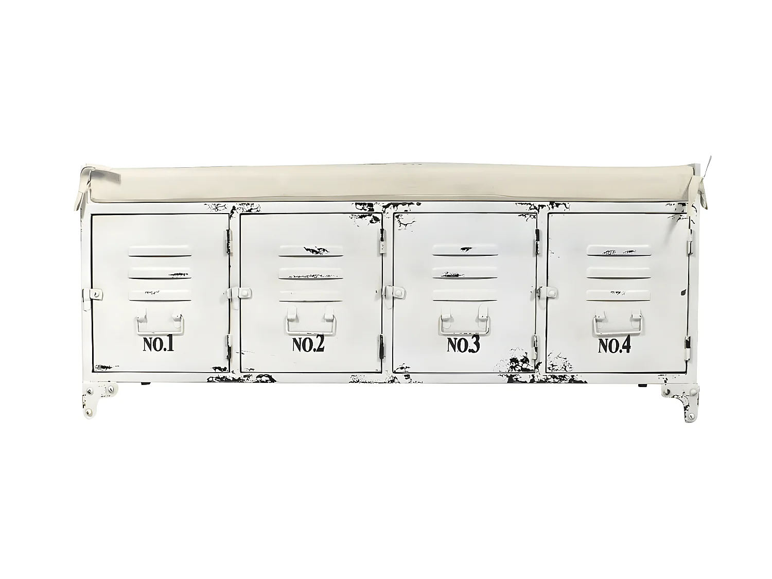 Banc avec rangement en métal blanc Félicie