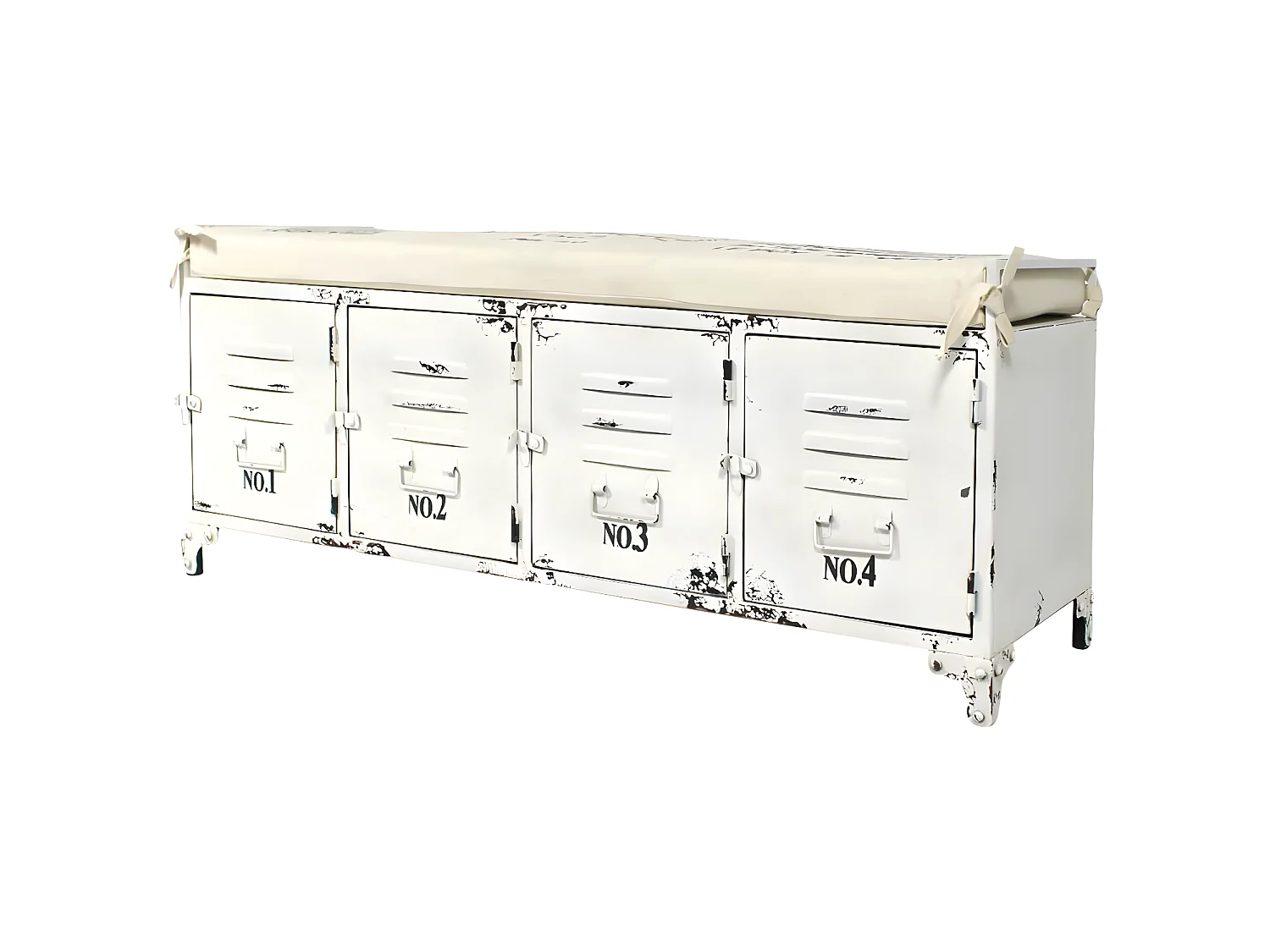 Banc avec rangement en métal blanc Félicie