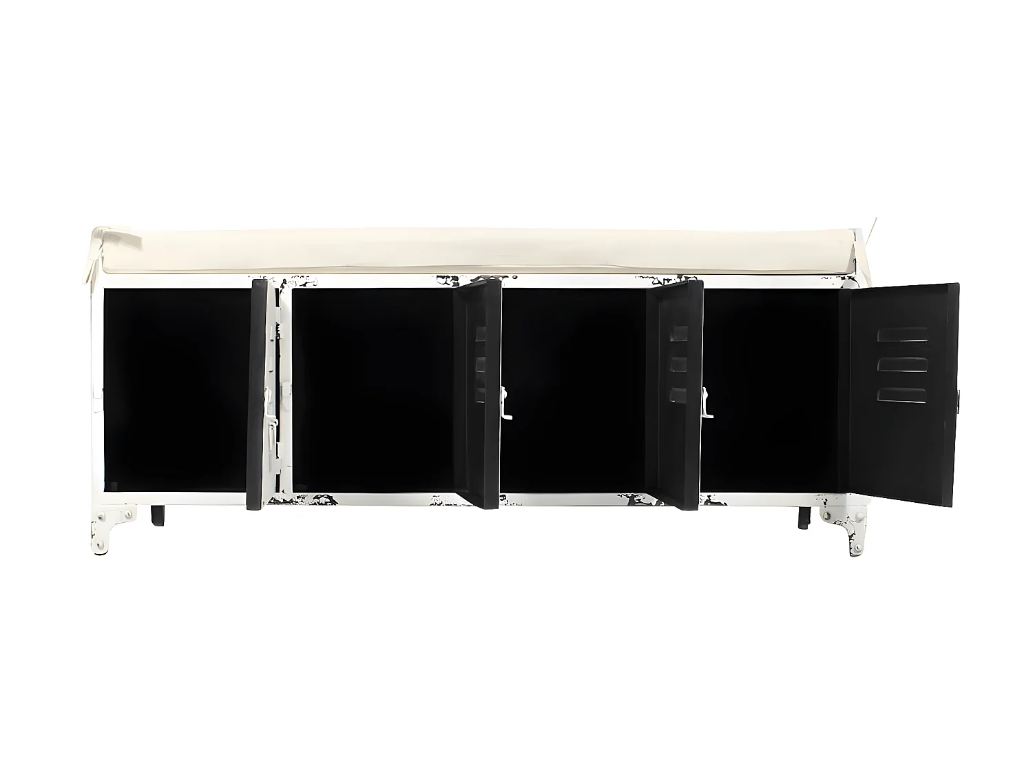 Banco con almacenaje en blanco metal Félicie