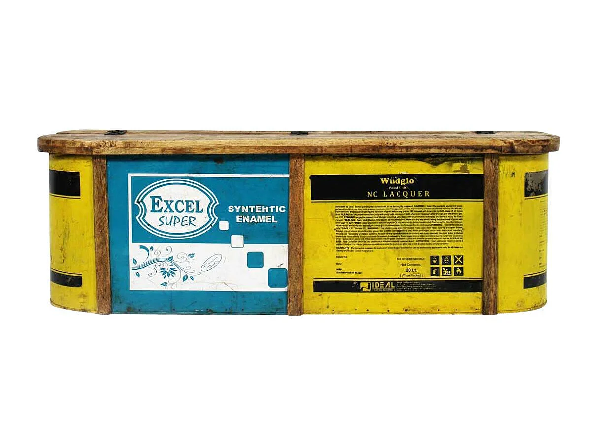 Banc coffre en bois et métal recyclé Victorine