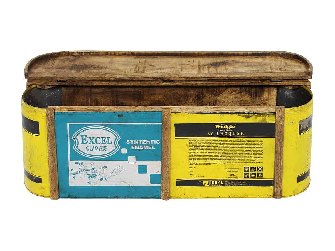 Banc coffre en bois et métal recyclé Victorine