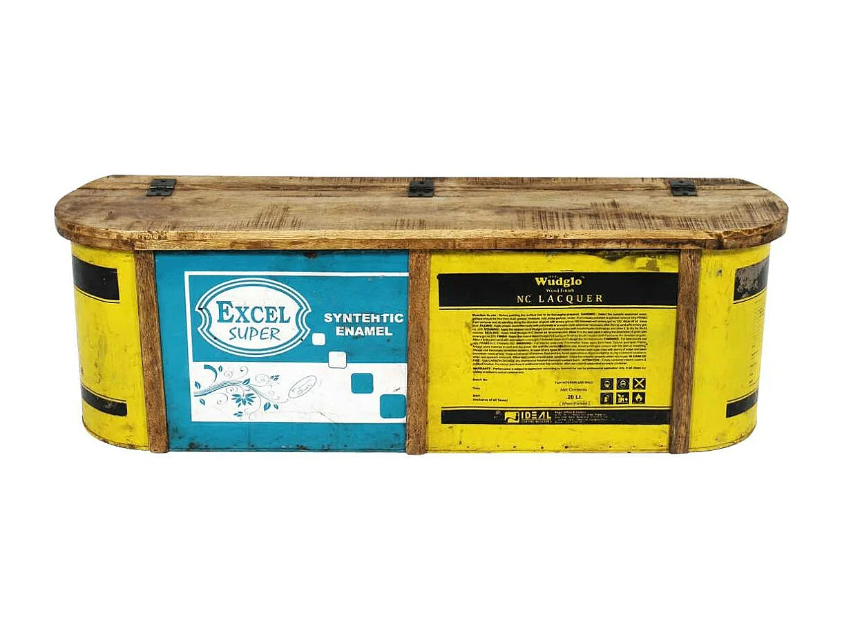 Banc coffre en bois et métal recyclé Victorine