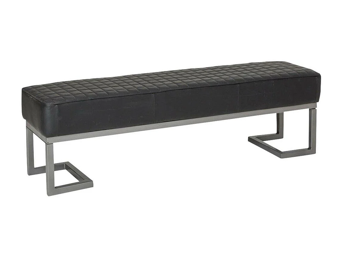 Banc d'entrée en cuir noir Jamy