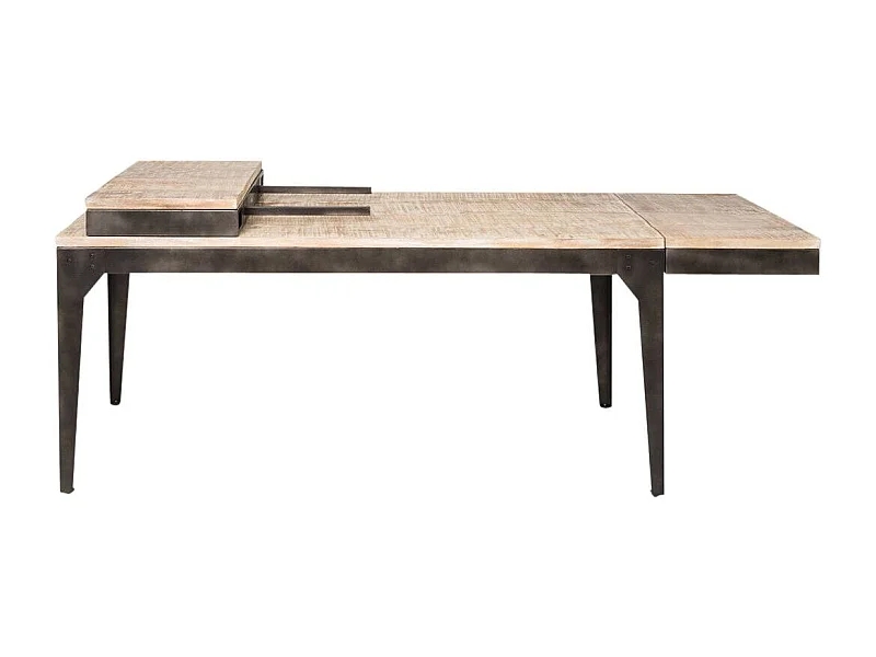 Table à manger avec allonges en bois de manguier et métal Locker