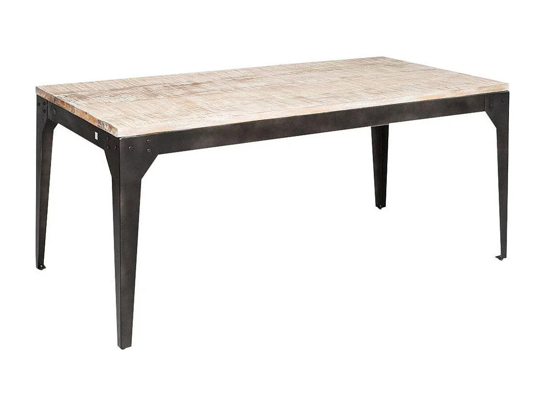 Table à manger avec allonges en bois de manguier et métal Locker