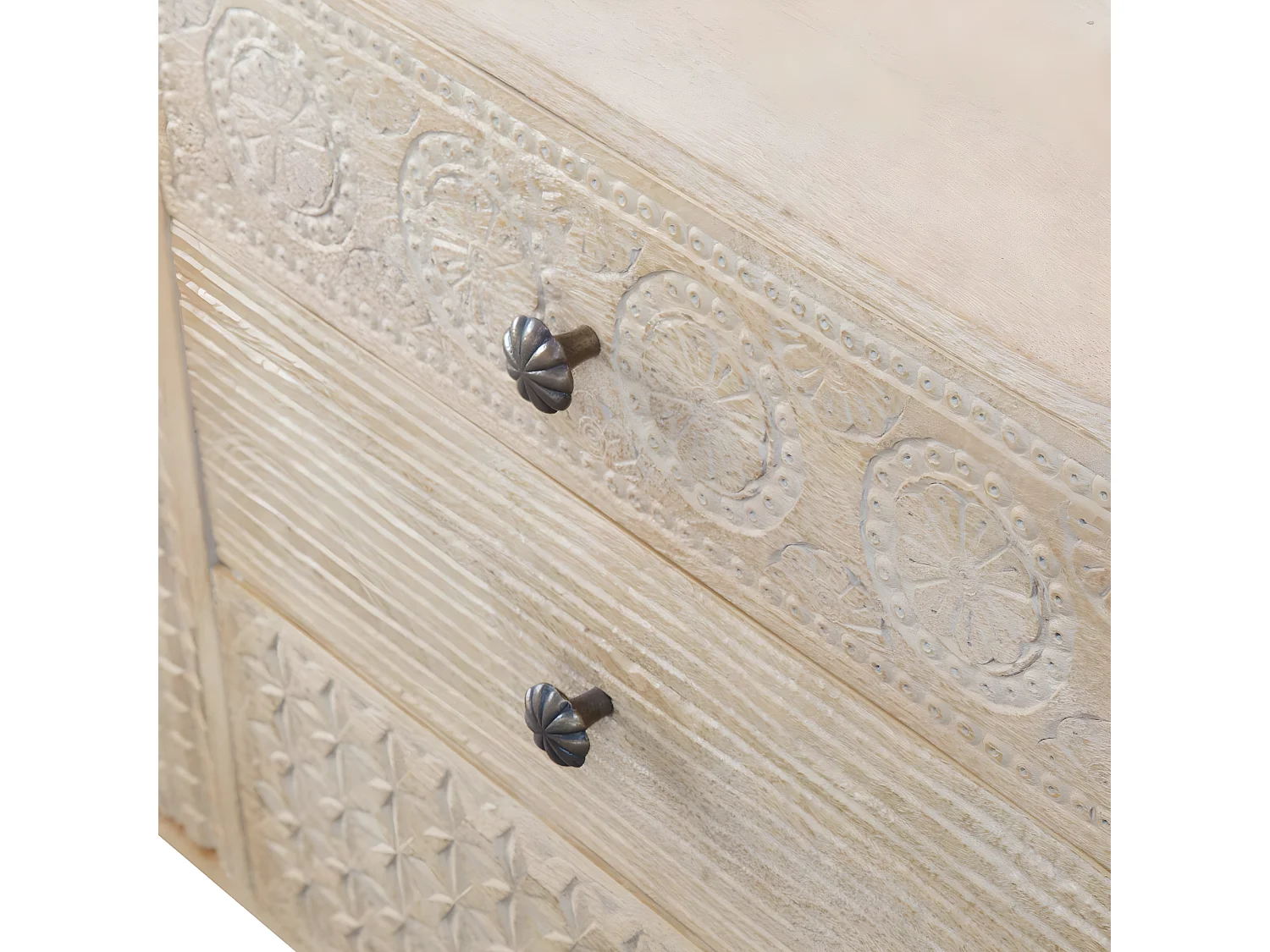 Buffet en bois de manguier blanchi Kamila