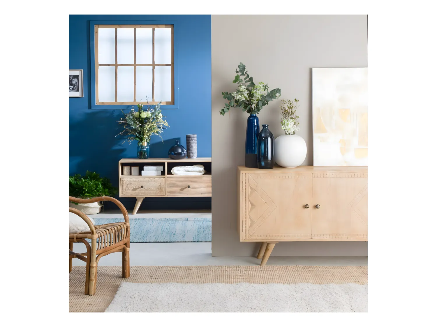 Buffet en bois de manguier blanchi Kamila