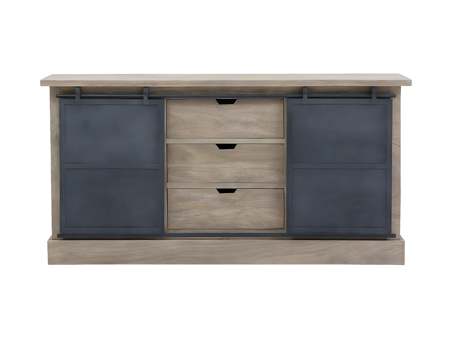 Buffet en bois de manguier brossé et métal gris foncé Helsinki