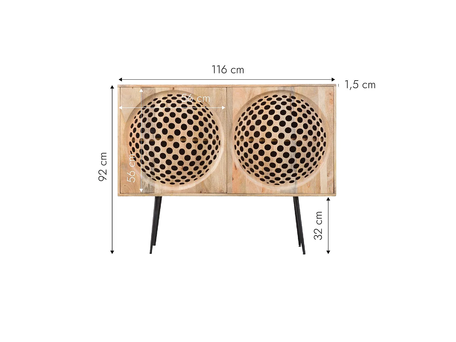 Petit buffet en bois de manguier Golf