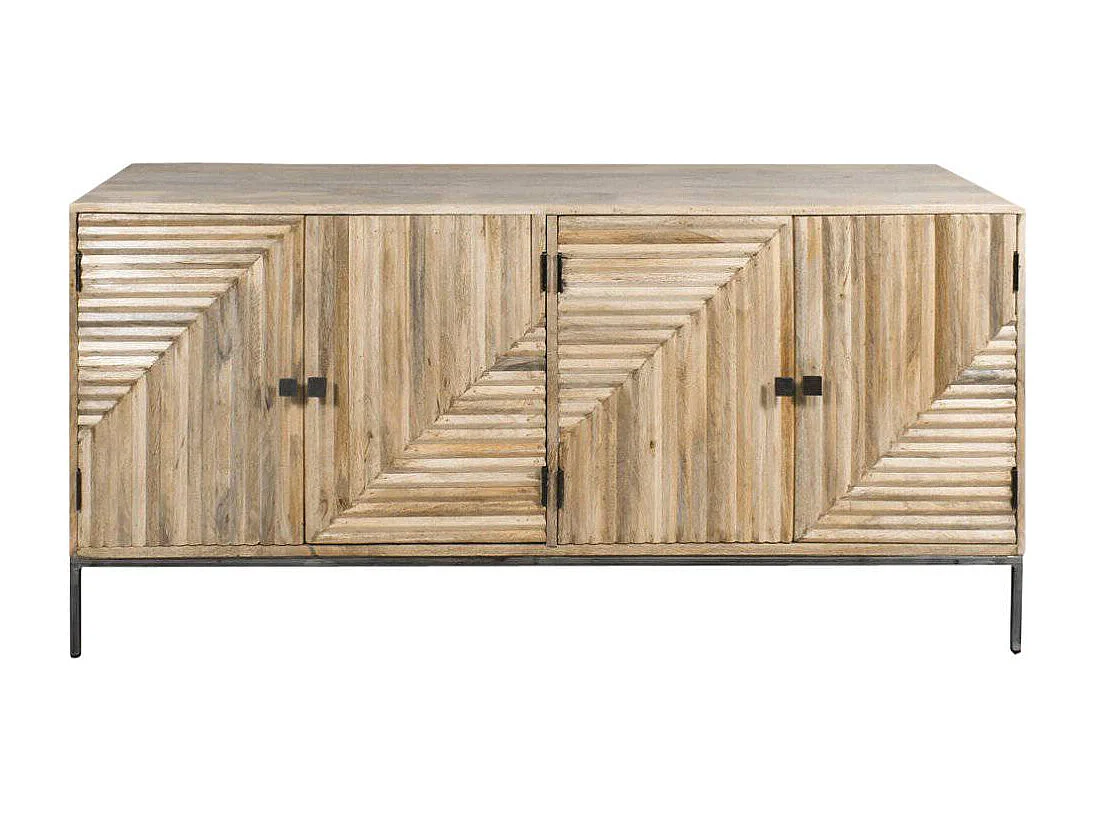 Buffet de madera de mango Paulette estilo industrial con 4 puertas y 2 estantes fijos