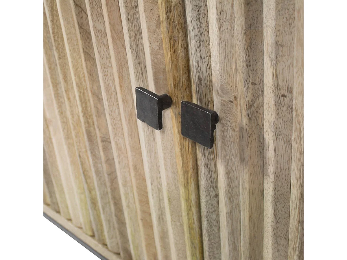 Buffet de madera de mango Paulette estilo industrial con 4 puertas y 2 estantes fijos