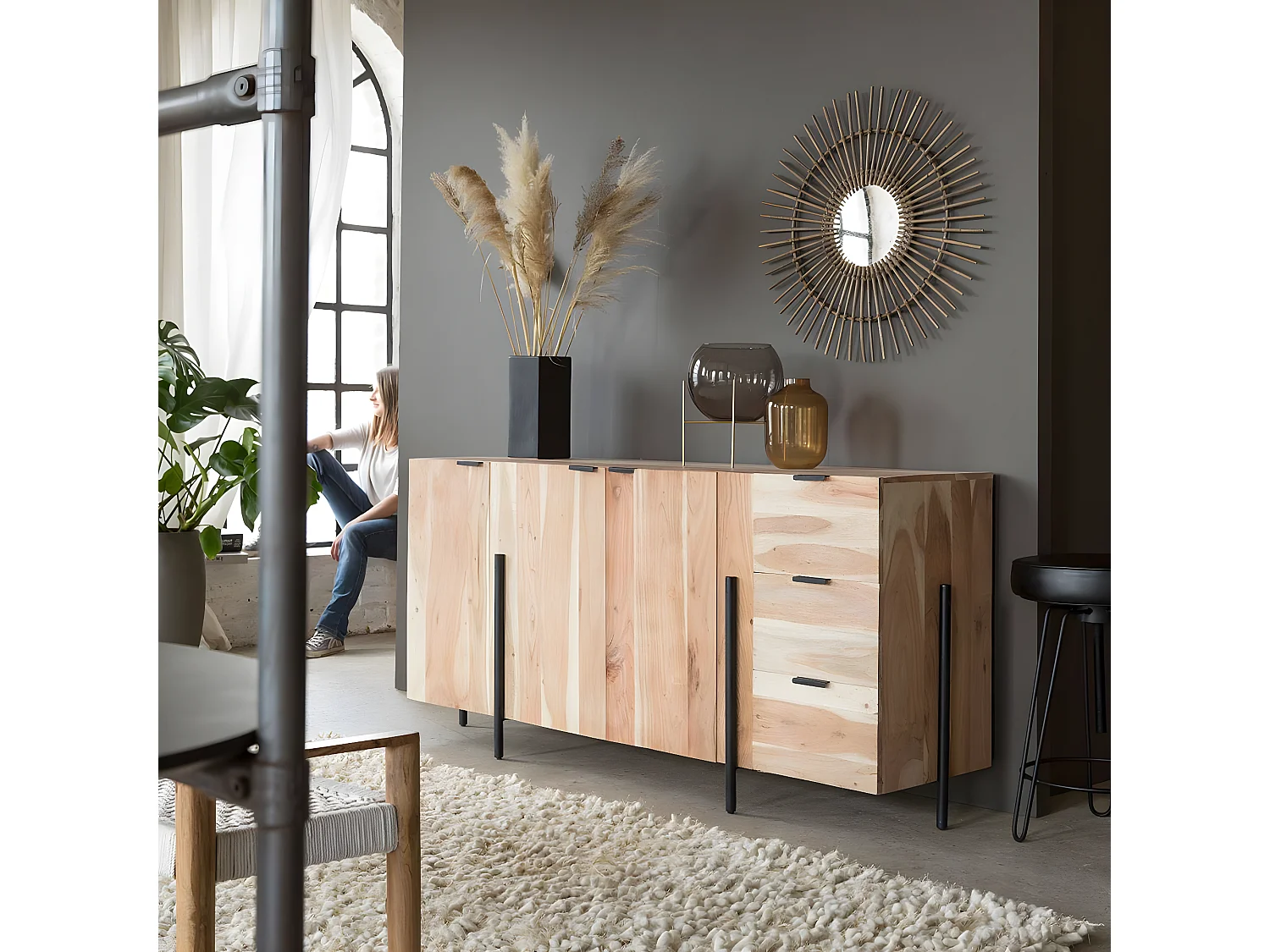 Buffet en bois d'acacia Paula