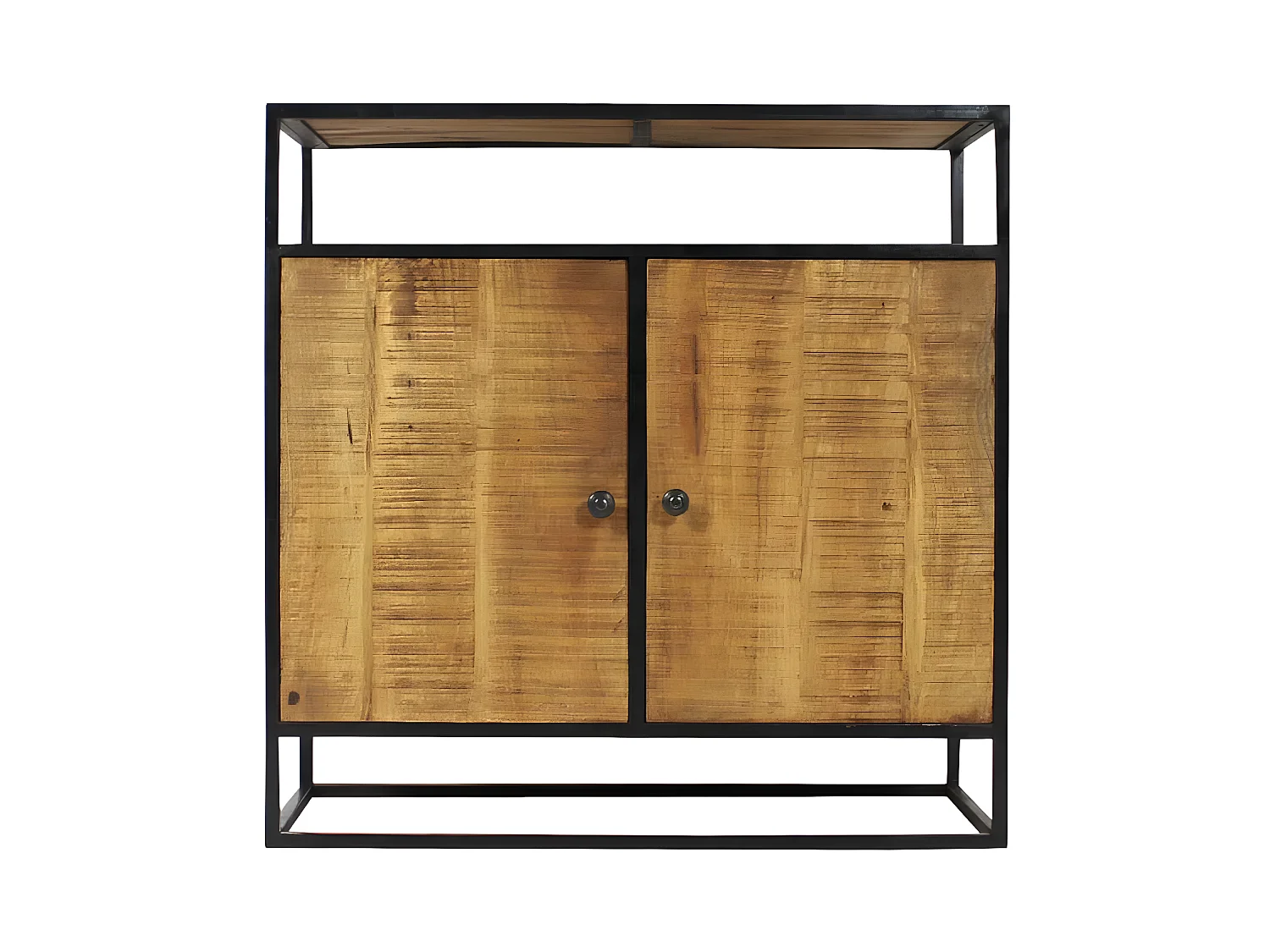 Petit buffet en métal et bois de manguier Marcel