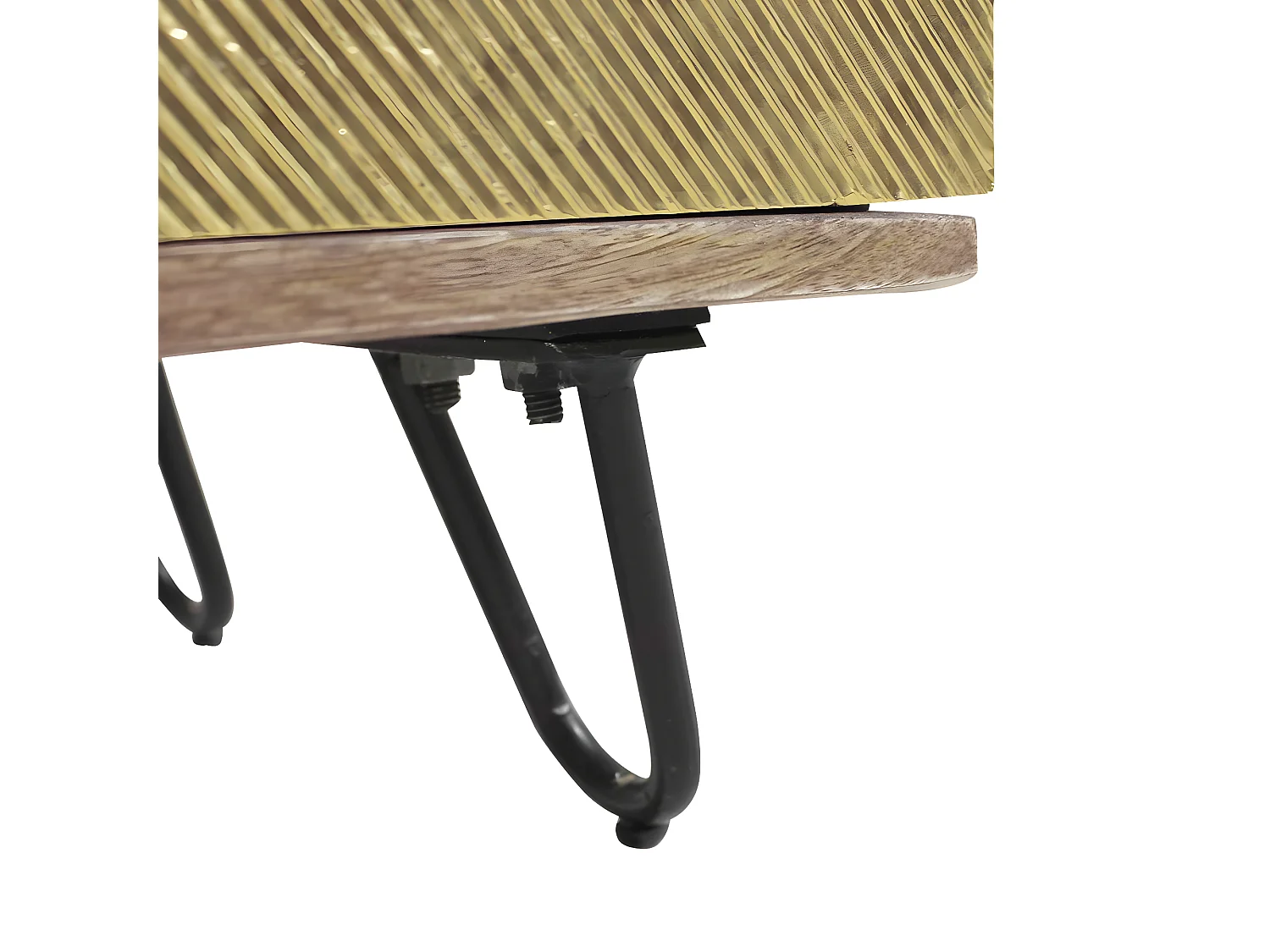 Bufé cuadrado de madera de mango y hoja de latón Gisèle - Estilo contemporáneo y funcional para espacios pequeños