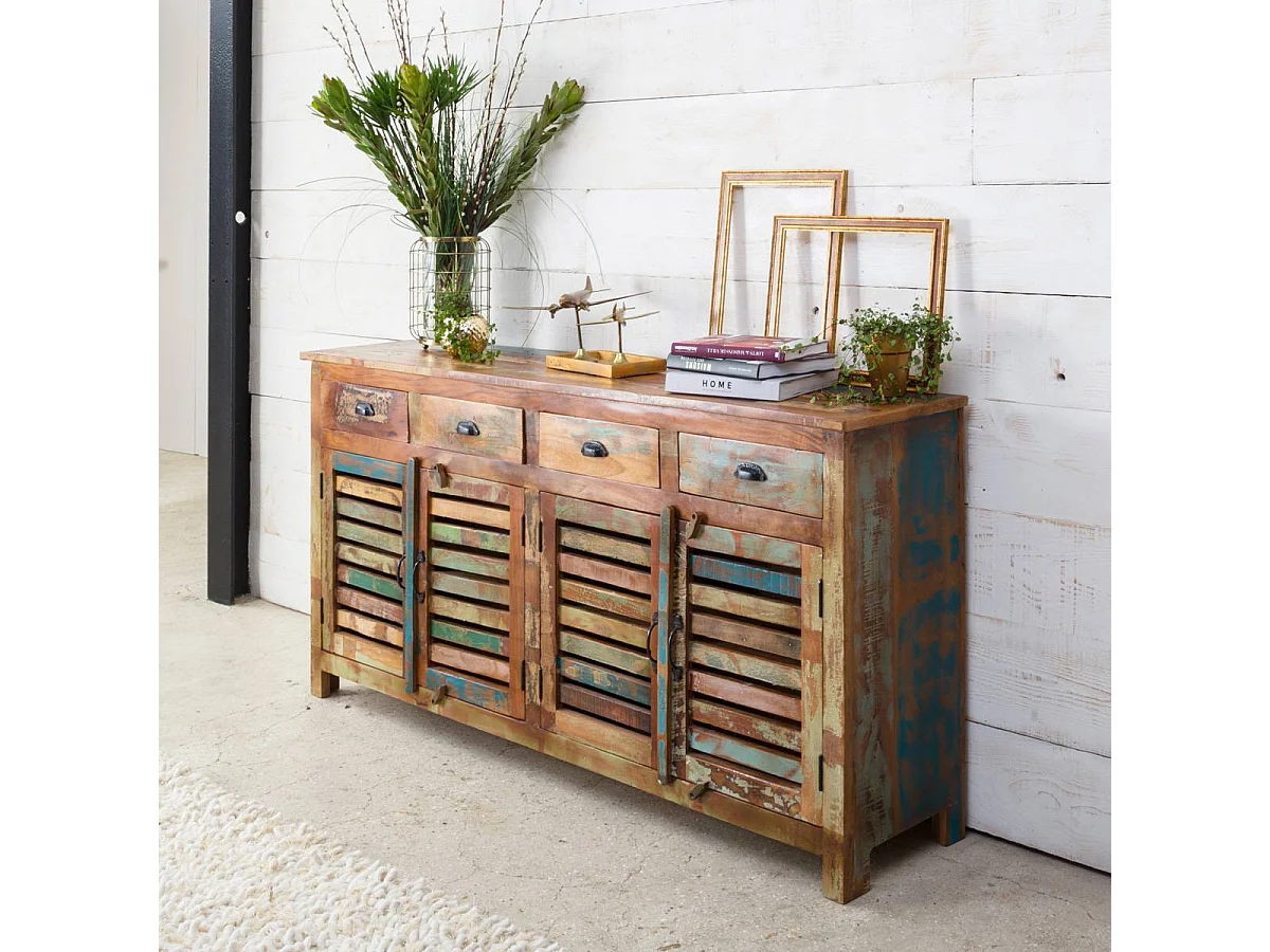 Buffet à  lattes en bois coloré Ethnik