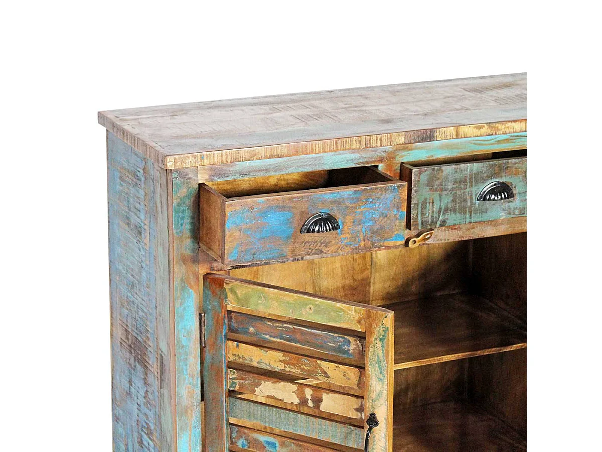 Buffet à  lattes en bois coloré Ethnik