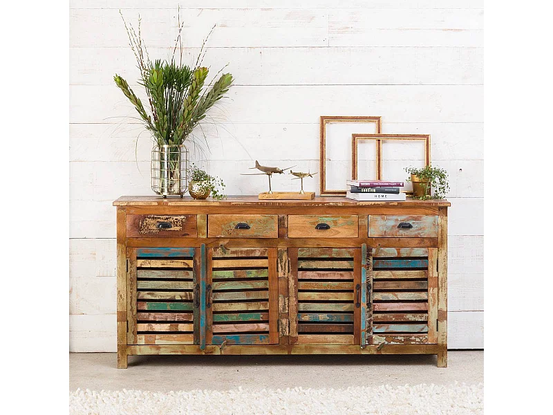 Buffet à  lattes en bois coloré Ethnik