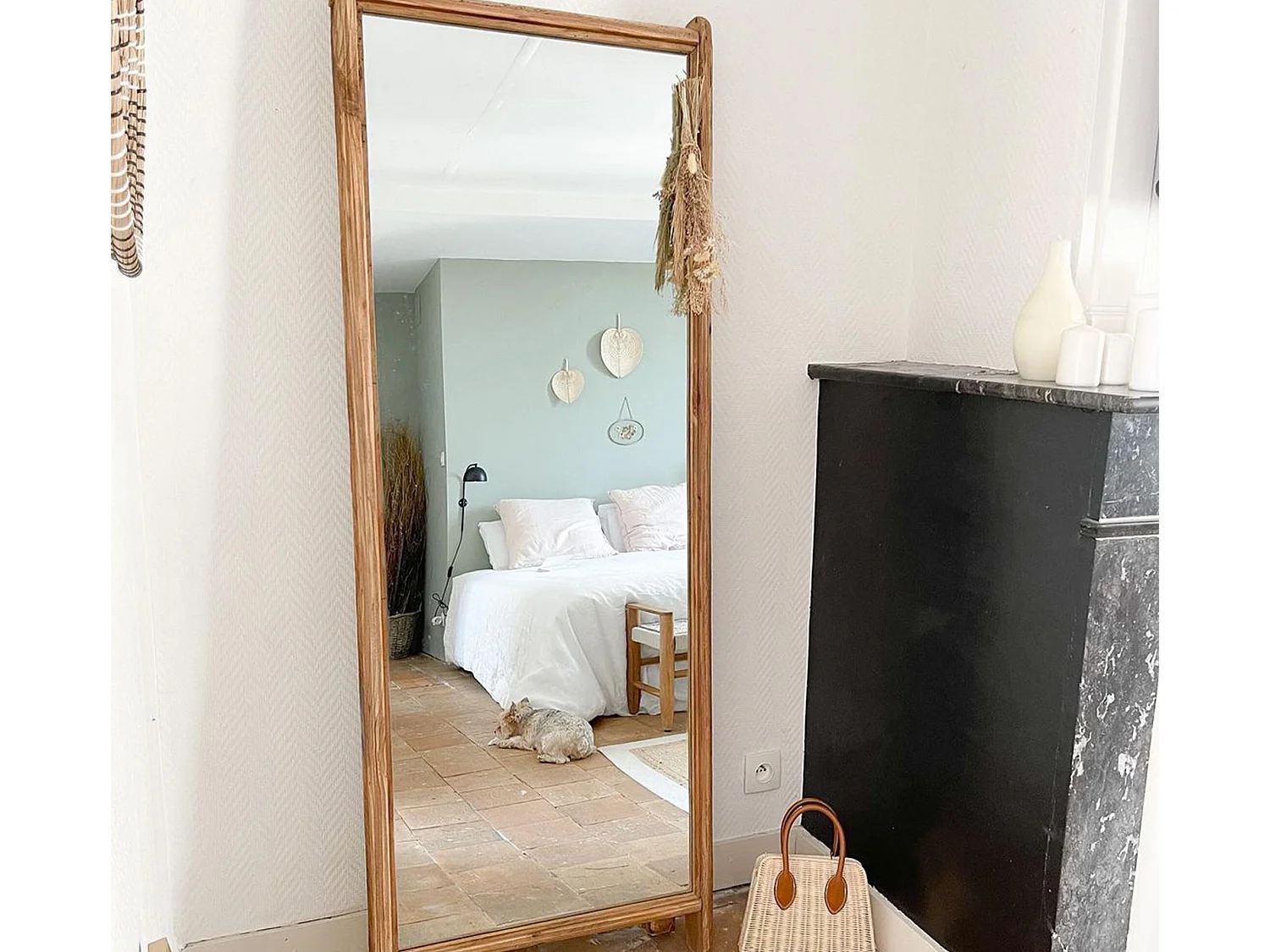 Miroir sur pied en bois recyclé Blaise