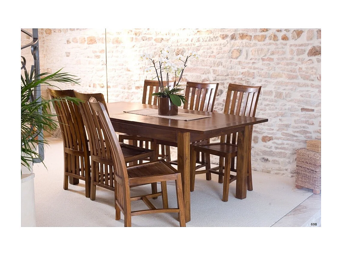 LAUREN - Table à manger rect. rallonge 160/200cm bois Mindi marron