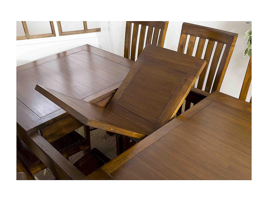 LAUREN - Table à manger rect. rallonge 160/200cm bois Mindi marron