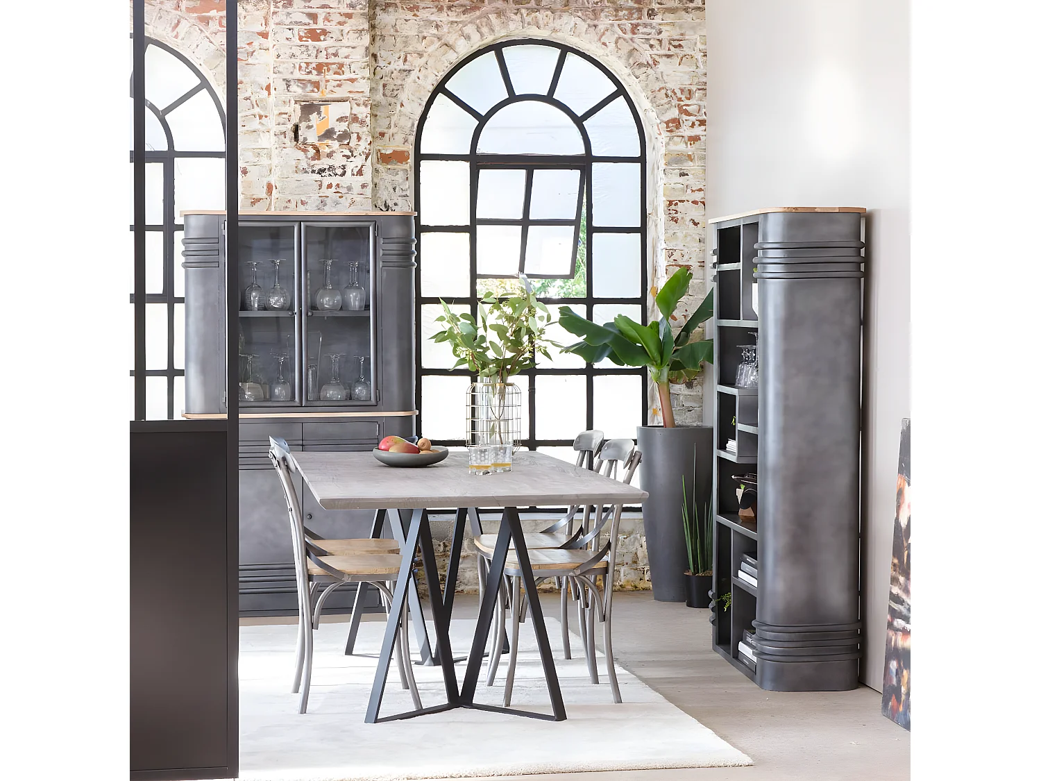 Buffet vitrine en métal Locker
