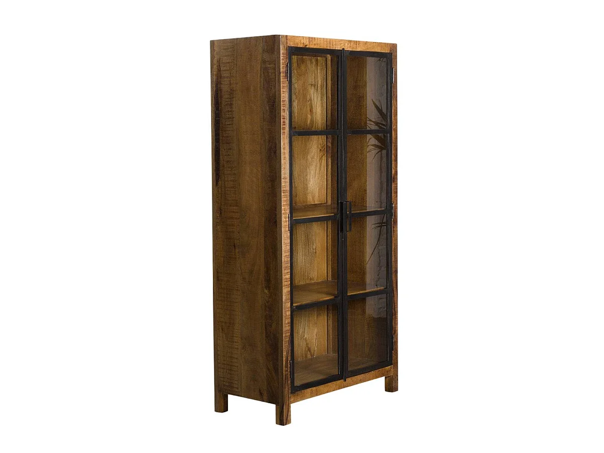 Vitrine en bois de manguier et métal Ambroisa