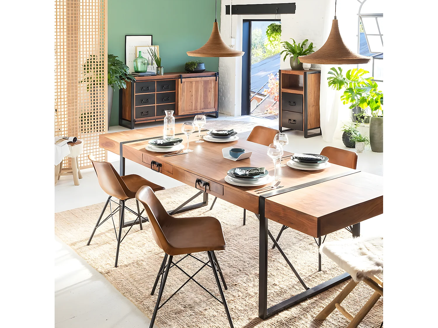 Meuble de rangement en bois d'acacia Havana