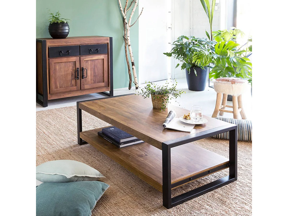 Table basse en bois d'acacia 100 cm Havana