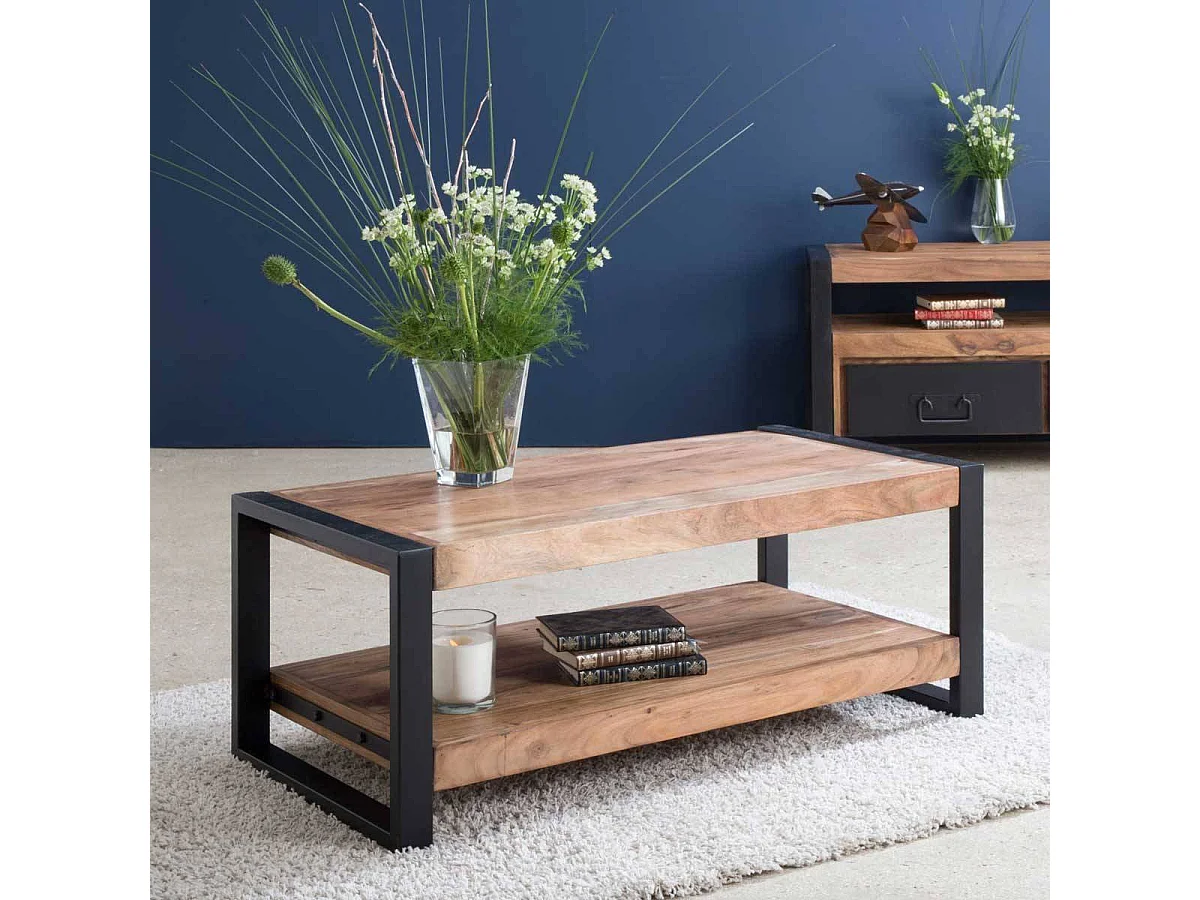 Table basse en bois d'acacia 100 cm Havana